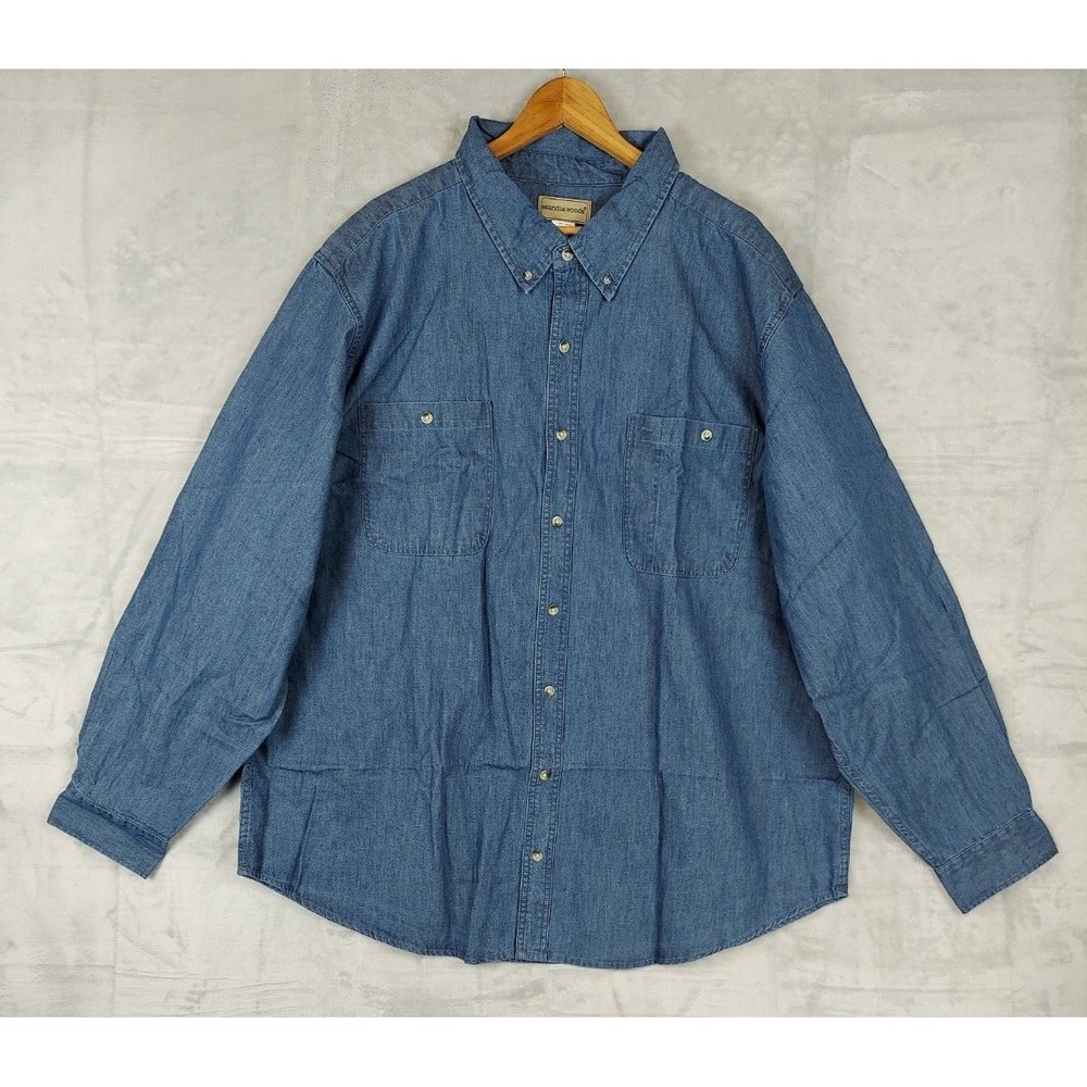 Scandia Woods Men's‎ Denim Shirt 3XL Regular Button Up Long Sleeve  Blue Casual